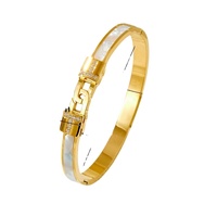 Bracelet jonc Gaovo de luxe premium à fermoir entrelacé, plaqué or 18 carats, en acier inoxydable, étanche et inaltérable, bijoux de mode pour femme
