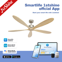 1stshine Ventilateur de plafond Sleek Lames en bois Fabricant Moteur DC 6 vitesses Ventilateur de plafond intérieur en bois avec télécommande