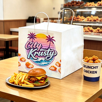 Sac d'emballage pour la restauration rapide en papier kraft biodégradable et recyclable avec logo personnalisé, pour poulet frit