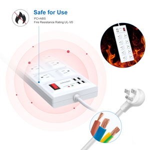 Vastfafac ev güç şeridi s 10 yollu elektrik prizli güç kablosu güç şeridi 4 USB anahtarı ve amerikan fiş dalgalanma koruyucusu ile yeni Trend - Product Image 4