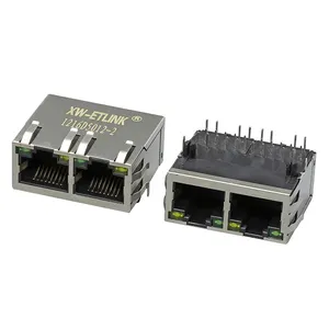 1x2 port 8pin 5G 10G rj45 dişi konnektör 8P8C ağ ethernet rj45 konnektör led connecteur rj45 pcb jack modüler jack