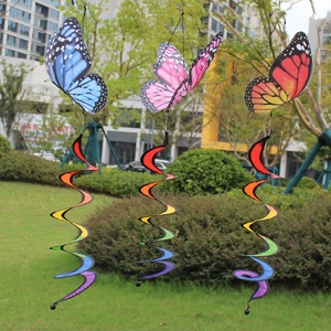 Nouveaux jardins de camping en plein air décorés d'ornements rotatifs de moulin à vent en tissu rotatif de papillon arc-en-ciel coloré vente en gros - Product Image 5