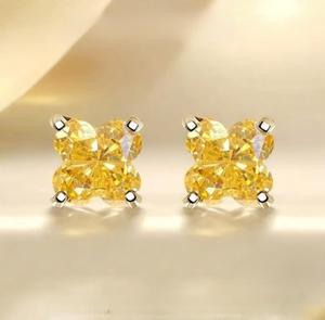 Natural <b>Citrine</b> 6x4mm Flawor Cut Vintage Wedding <b>Earrings</b> | 14K Yellow Gold Gold Plated Stud <b>Earrings</b> 2.90 Carat Women's Party - Product Image 4