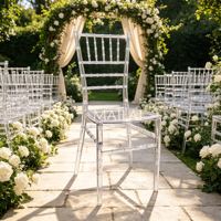 Chaise Chiavari en résine acrylique transparente, design intégré Quick Stack Gold, économique, pour mariage
