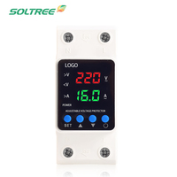 Protecteur de tension et de courant réglable 2P 40A 63A 80A 220V 230V, protection contre les surtensions et les sous-tensions, réinitialisation automatique, affichage LED bicolore