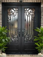 Portes en fer forgé à double vitrage, design luxueux, rondes et cintrées, pour l'intérieur et l'extérieur, prix pour villa et maison