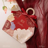 Meilleurs voeux sac cadeau en papier fleur faveur de mariage boîtes présentes emballage sacs de remerciement petite boîte à bonbons avec poignées