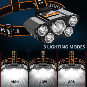 Smart Home Products 5 <b>LED</b> <b>Flashlight</b> Rechargeable with Built in Battery Strong Light Camping Adventure Fishing Head Light - Product Image 5