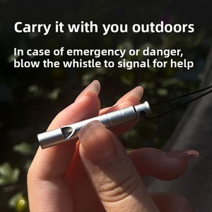 Sifflet de survie extérieur en alliage de titane argenté, léger, durable, étanche, pour entraînements, compétitions et équipement de camping - Product Image 4