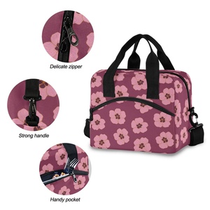 Hawaiian Pink Hau Flower Food Warm Eco-Friendly Insulated Lunch Bag Custom Print Women Insulated Lunch Bags With Aluminum Film - Product Image 5