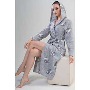 Porky Loft - Bata de dormir informal con capucha para mujer, color gris, manga larga, de jersey suave - Product Image 4