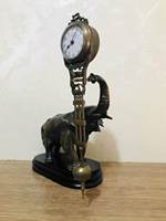 Horloge à Pendule Mécanique à Mouvement Automatique de 84 Heures en Laiton Antique Imité de l'Amérique du XVIIe Siècle, Mystère de l'Éléphant