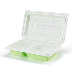 Disposable Foam Take Out Lunch Box Clamshell Food Container Packaging With 3 Compartment To Go Lunch Box