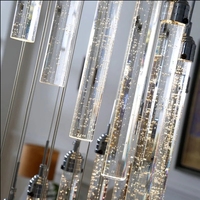 Villa hall duplex longue tige d'escalier lampe suspendue haut plafond grand lustre éclairage escalier suspension lumière loft