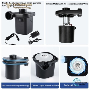 Portable Electric Air Pump Black Plastic With Hose And Plug For Outdoor Camping All Seasons Use - Product Image 4