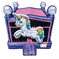 Château gonflable DST Rainbow Unicorn avec décalcomanie 3D, thème violet/rose, en PVC écologique, capacité >500 kg, 4x4x3m