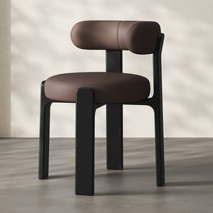 Sedia da Pranzo in Legno Massello Stile Francese Retrò Mid-century, Rivestimento in Pelle, Design Ecologico, Durevole e Portatile, Leggera - Product Image 6