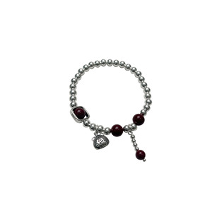 S925 Sterling Silver Cinnabar <b>Bead</b> <b>Bracelet</b> With Fortune Charm Geometric Design Women's Everyday Wear Jewelry - Product Image 5
