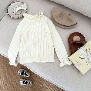 L06 Mùa Xuân Thiết Kế Nhỏ Bé Cô Gái Dài Tay Áo Len Trẻ Sơ Sinh Trẻ Em Dệt Kim Áo Sơ Mi Ruffles Quần Áo Bán Buôn - Product Image 5
