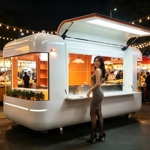 รับแผนธุรกิจของคุณ รถขายอาหารตลาดกลางคืนสีขาวสุดหรู โครงสร้างสแตนเลส ระบบติดตาม GPS พร้อมเครื่องทำความร้อนในตัว ทนทานต่อการเกิดสนิม - Product Image 1