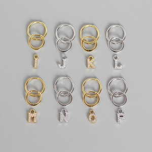 <span class=keywords><strong>Boucles</strong></span> <span class=keywords><strong>d</strong></span>'<span class=keywords><strong>oreilles</strong></span> tendance en <span class=keywords><strong>argent</strong></span> sterling 925, <span class=keywords><strong>boucles</strong></span> <span class=keywords><strong>d</strong></span>'<span class=keywords><strong>oreilles</strong></span> à lettre alphabet (26 lettres) avec petit zircon, plaquées or, pour femmes - Product Image 3