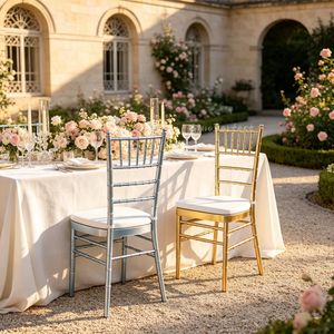 Sillas Tiffany Blancas de Metal Dorado para Bodas y Eventos en Foshan, China, para Alquiler - Product Image 1