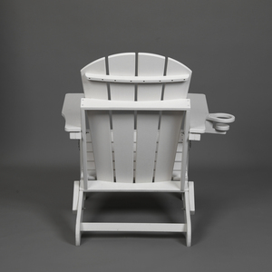 Chaise Adirondack pliable en HDPE avec double porte-gobelets, texture bois composite blanc, chaise d'extérieur - Product Image 6
