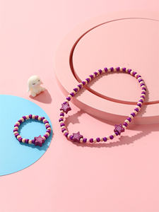 Ahşap boncuklu takı seti kolye ve bilezik kızlar partiler ve fotoğraf için aksesuarlar giyinmek Diy moda tulumları için - Product Image 2