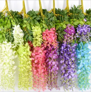 Artificial Fakes Wisteria Vine Ratta Hanging Garland Silk Flowers String Home Party Wedding Decor