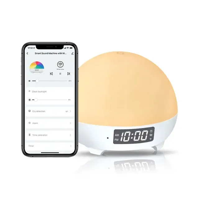 Portable White Noise Sound Machine Night Light 34 Soothing Sounds for Baby Kids Adults Sleep Tuya APP connectivity Battery USB