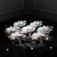 Nouveau ange Aura géode Quartz animaux cristal éléphant titane sphalérite sculpture Statue pour la décoration