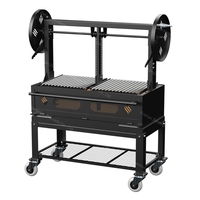 Chariot de barbecue réglable en fonte d'acier de haute qualité, étanche, finition thermolaquée durable, portable, pour 5+ personnes, camping
