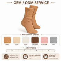Chaussettes en polaire Sherpa épaisses en gros, chaussettes mi-mollet douillettes et chaudes, couleur camel, beige, chocolat, rose, chaussettes d'hiver pour la maison, logo personnalisé OEM