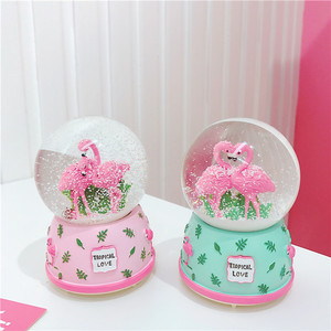 Romantic Couple Flamingo Crystal Crown Bear Music Box Automatic Snowing with Snowflakes Night Light <strong>Snow</strong> Globes <strong>Ball</strong> - Product Image 3
