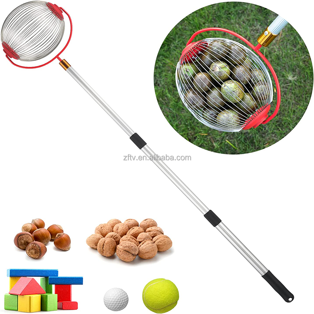 Лидер продаж, прочный стальной садовый инструмент с длинной ручкой, садовый скручивающийся коллектор фруктов, сборщик гаек