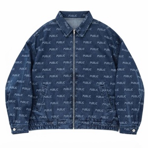 Veste en jean personnalisée haut de gamme entièrement imprimée pour homme, décontractée, avec fermeture éclair, col rabattable, en coton, pour l'automne, vêtement d'extérieur de luxe - Product Image 1