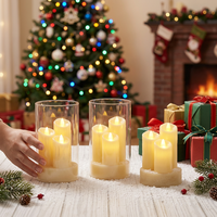 Bougies LED cylindriques à 3 têtes, sans flamme, effet cire, pour mariage, Noël, décoration intérieure, acceptant la personnalisation OEM ODM