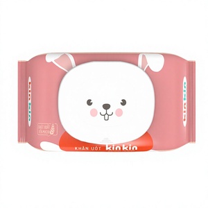 Lingettes humides pour bébé OEM KinKin, 30 pièces, peau sensible, tissu non tissé en rayonne, stérilisées, sans agents fluorescents, du Vietnam - Product Image 1