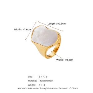 Anillo de Moda para Mujer, Estilo Vintage Francés, con Concha Blanca y Fritillaria, Chapado en Oro de 18K, Acero Inoxidable, para Compromiso o Fiesta - Product Image 4
