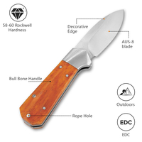Couteau de camping pliable en acier inoxydable Aus-8 D2 personnalisable, support OEM, lame dentelée, pointe tombante, qualité industrielle, manche en os