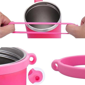 Factory Wholesale Eco-Friendly Reusable for Cup <b>Silicone</b> Sleeve Handle Strap Portable Cup Holder Grip Tumblers Bottles - Product Image 3