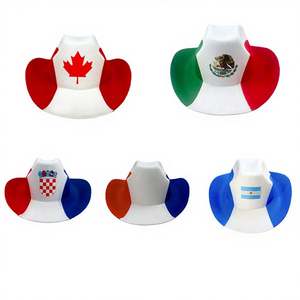 Sombrero Vaquero con Bandera Nacional para Eventos Deportivos - Sombrero de Fieltro Occidental con Ala Curva Personalizada, Sombrero para Animar en Eventos, para Hombres y Mujeres, Decoración para Fiestas - Product Image 1