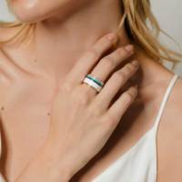 [BAULEE] Bagues classiques en céramique incrustée, argent sterling 925 plaqué or 18 carats, pierre en moissanite pour hommes et femmes