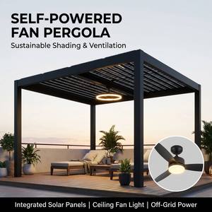 <span class=keywords><strong>Pérgola</strong></span> Inteligente con Energía Solar, Almacenamiento de Energía y Ventilador de Techo Integrado con Luz para Jardín Residencial Fuera de la Red - Product Image 1