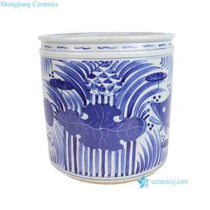 RZPI117-A / RZPI118-A Jingdezhen bleu et blanc motif d'écailles de poisson Pot de fleur en céramique jardinière de jardin - Product Image 3