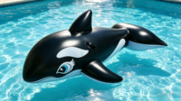 Bouée gonflable Premium Orca, design animalier mignon en PVC durable pour piscine, plage et vacances en lac