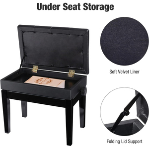 <span class=keywords><strong>Sgabello</strong></span> per <span class=keywords><strong>Pianoforte</strong></span> in Legno e Pelle PU Nero Regolabile in Altezza con Vano Portaoggetti, Vendita all'Ingrosso - Product Image 4