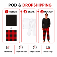 Ensemble de pyjamas de Noël personnalisés à carreaux noirs unis pour toute la famille, en polyester, pour hommes, femmes et enfants, livraison directe, POD, MOQ 1 pièce