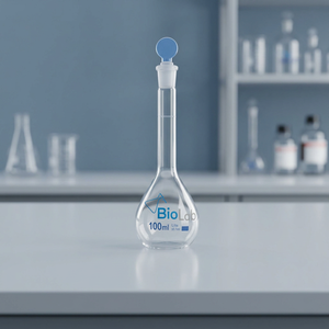 ขวดวัดปริมาตรแก้วโบโรซิลิเกตคอยาว 100 มล. พร้อมจุกปิด รุ่น BIOLAB 1102/BL06 ขวดสำหรับห้องปฏิบัติการ - Product Image 3