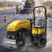 Mini Rouleau Compresseur 1,5 Tonne à Double Tambour en Acier, Vibratoire Hydraulique Certifié CE pour Petites Travaux Routiers